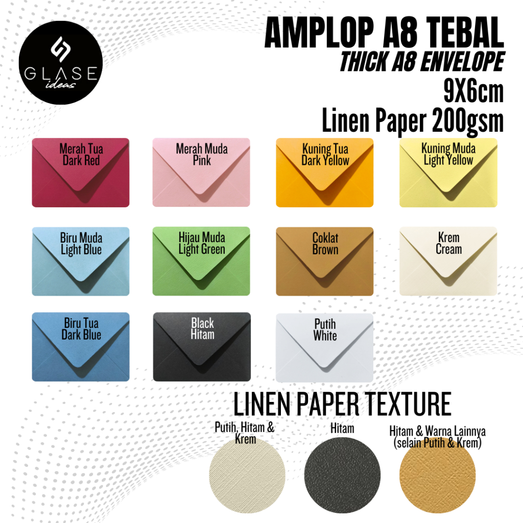 

Amplop Tebal A8 9x6cm 8,5x5,6cm Linen 200gr Polos amplop vintage aesthetic amplop undangan amplop uang angpao surat amplop kartu ucapan amplop kondangan amplop warna amplop polos amplop mini amplop custom amplop warna amplop photocard
