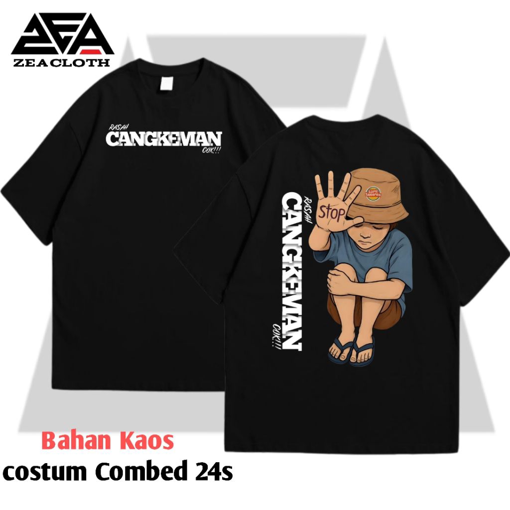 Kaos Rasah Cangkeman/Baju T-shirt Stop Rasah cangkeman/Kata Kata Jawa Combed 24s Unisex Premium