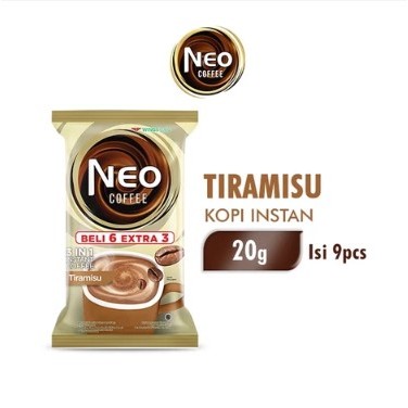 

Neo Coffee KOPi InStAn TiRAmIsU Pack 20 gr isi 6 + 3 pcs