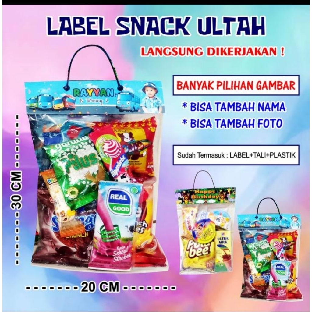 

10 Pcs Plastik Label Snack Custom ukuran 20x30