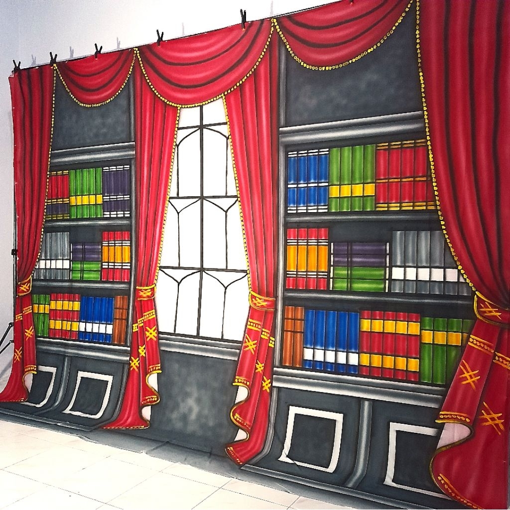 backdrop background wisuda rak buku ws33