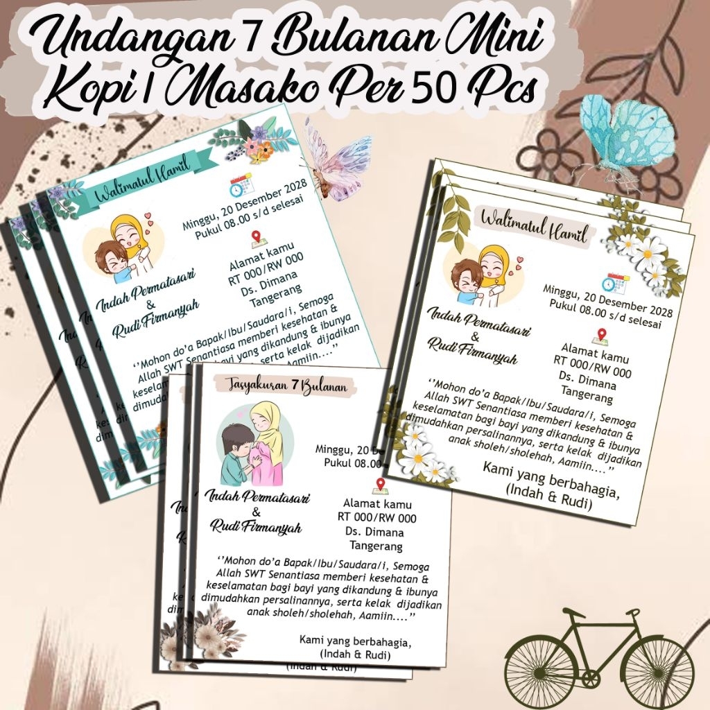 Undangan 7 bulanan per 50pcs