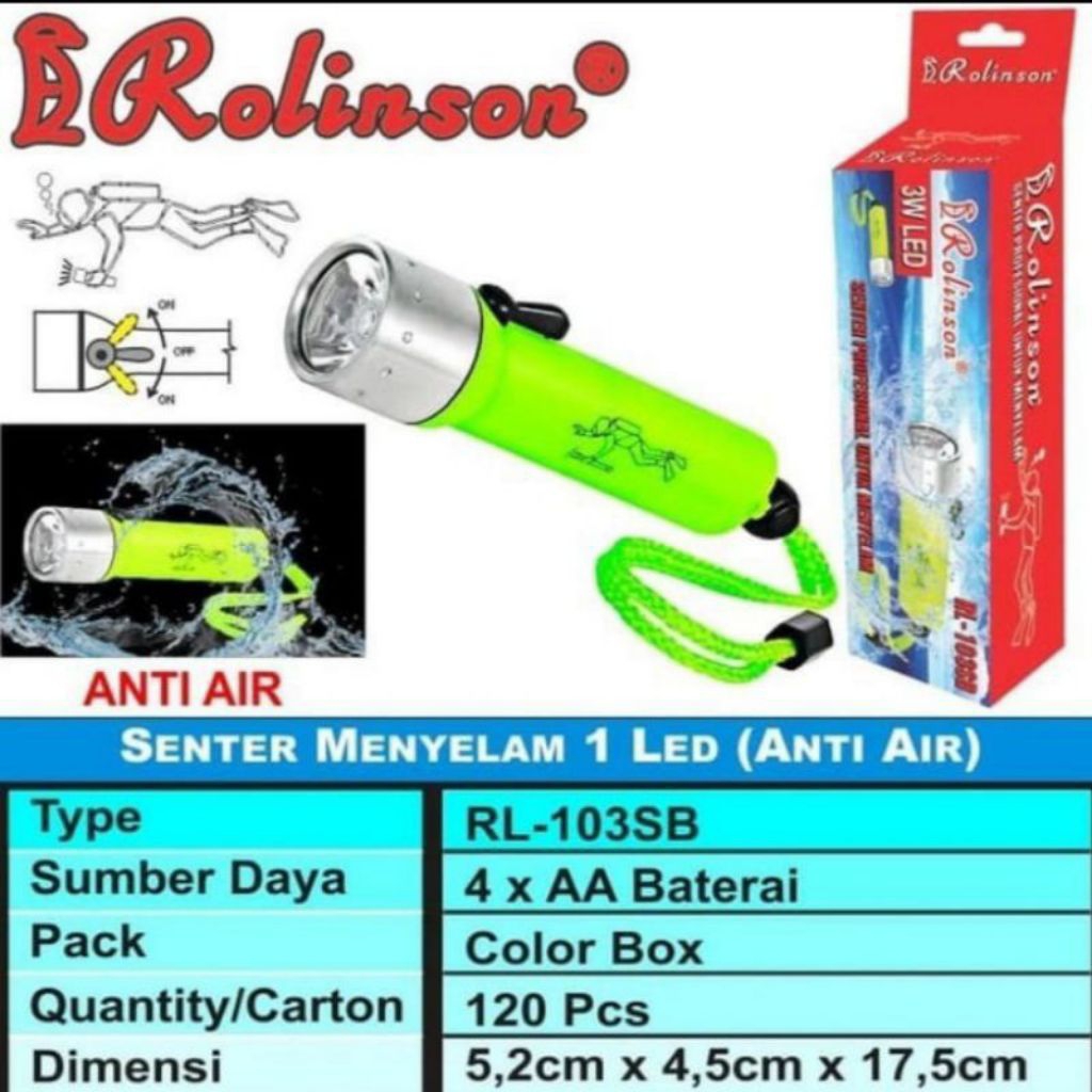 SENTER DIVING (MENYELAM) TAHAN AIR DAN TERANG RL-103SB