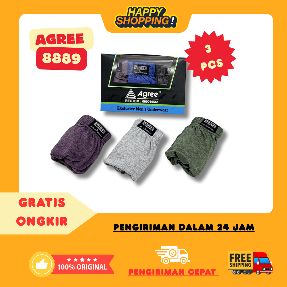 [3pc] CD AGREE 8889 | Celana Dalam Cowok Dewasa Agree Maxi