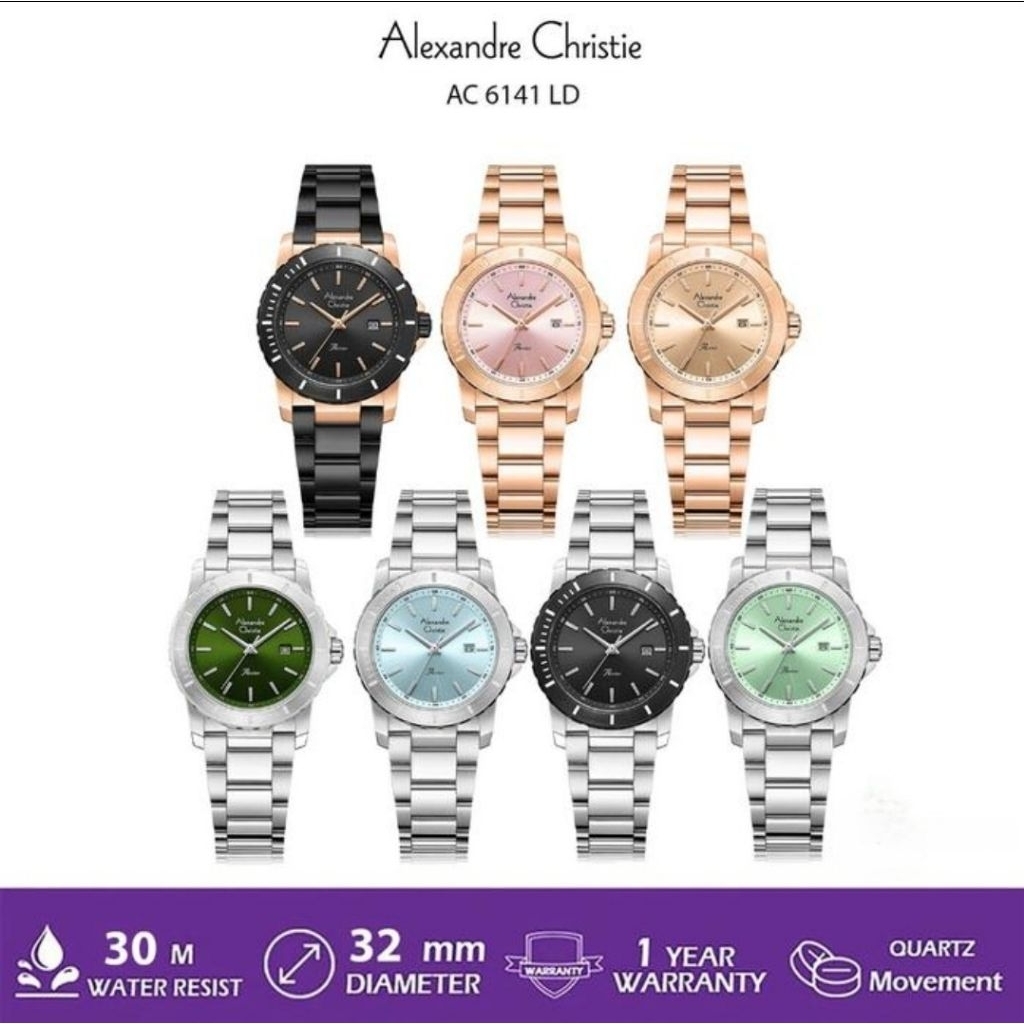 Jam tangan wanita Alexandre Christie AC 6141 / AC6141 Ladies classic / AC 6141 women original