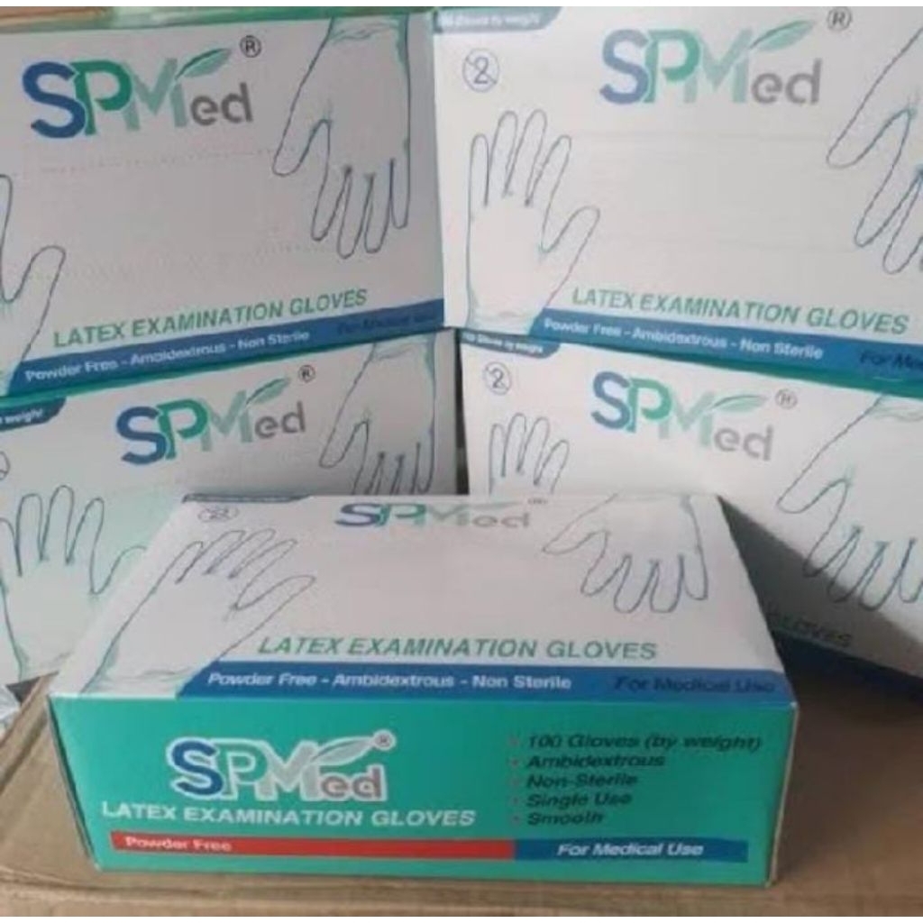 Sarung Tangan Karet SPMed Latex medis Powder Free / Handscoon Medis / Medis Gloves | Free Powder