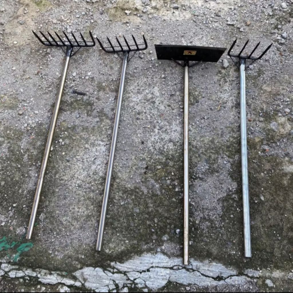 Garukan Sampah Full Besi Siap Pakai - Alat Penggaruk Sampah Garukan Tanah Baja - Garukan Kohe Kotora