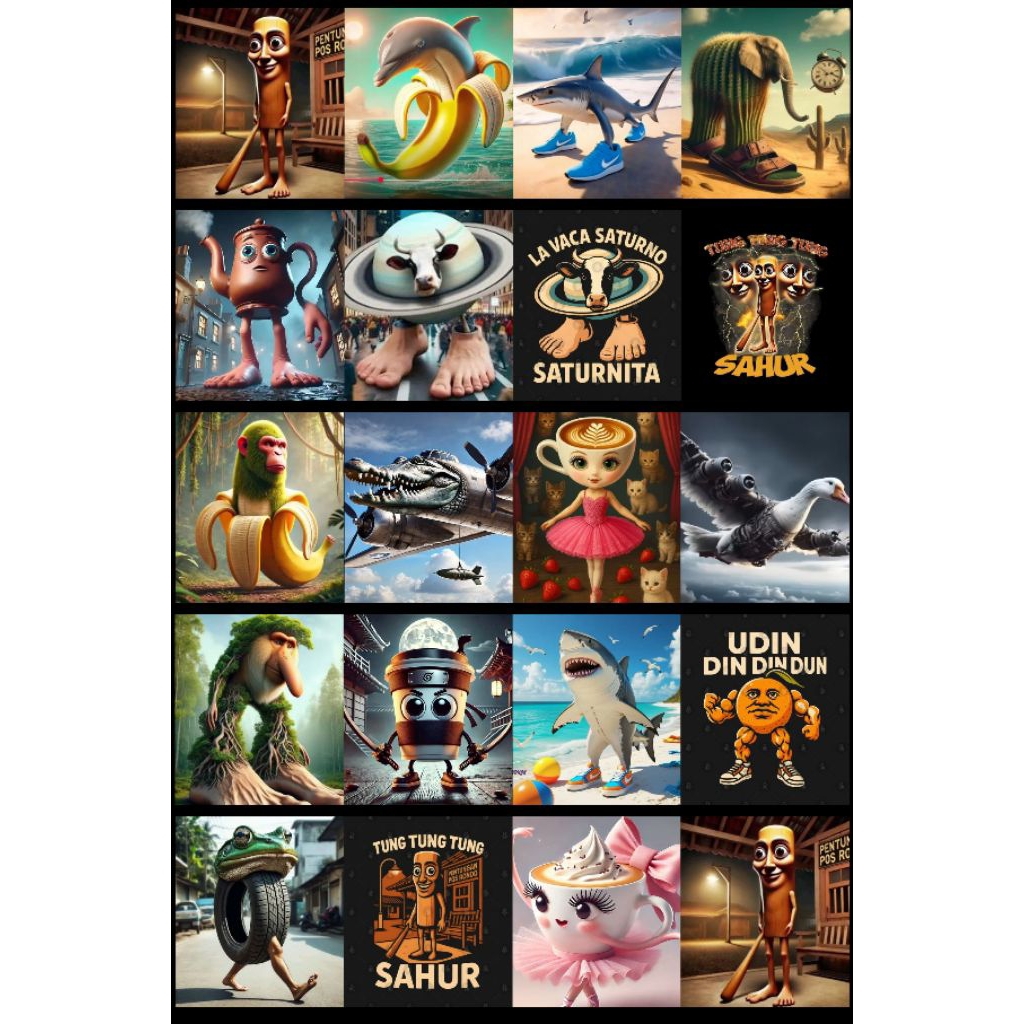 

( 24 pcs )Stiker anomali tung tung tung sahur italian brainrot