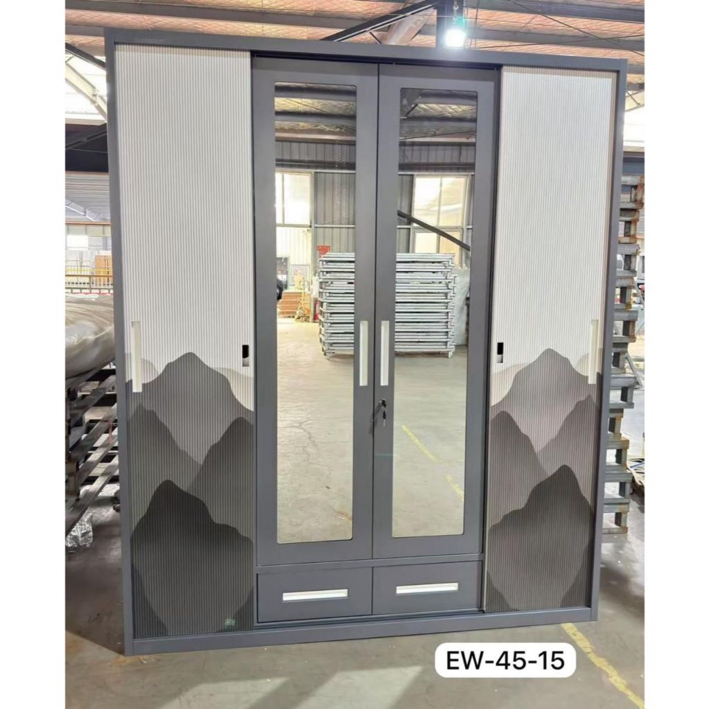 ASENCIO. Lemari Pakaian Besi Pintu Sliding 4 Pintu - Lemar Baju Besi 4 Pintu - Lemari Baju Besi Slid