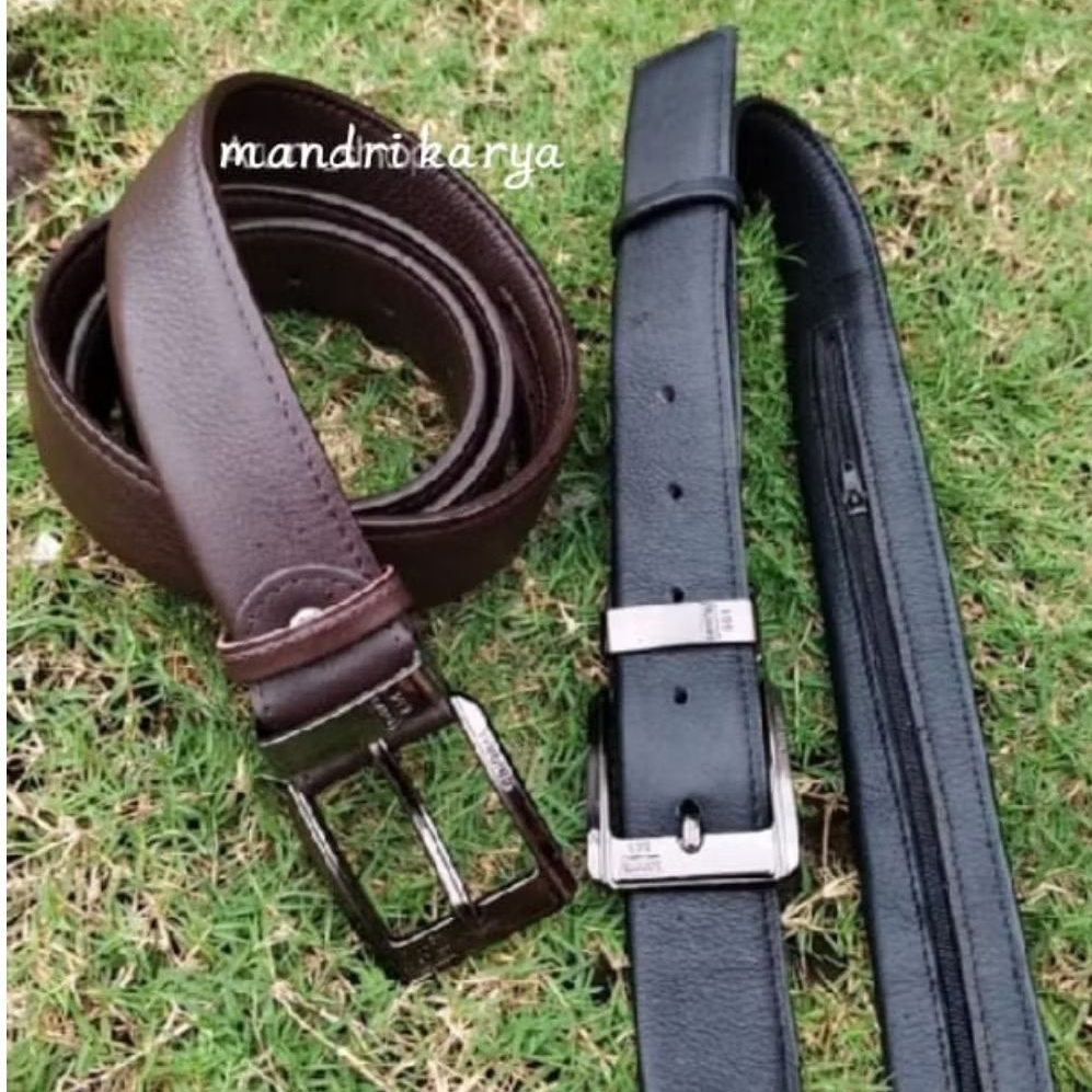 Ikat pinggang Resleting full kulit Asli /Sabuk kulit Resleting dalam/gesper kulit Asli