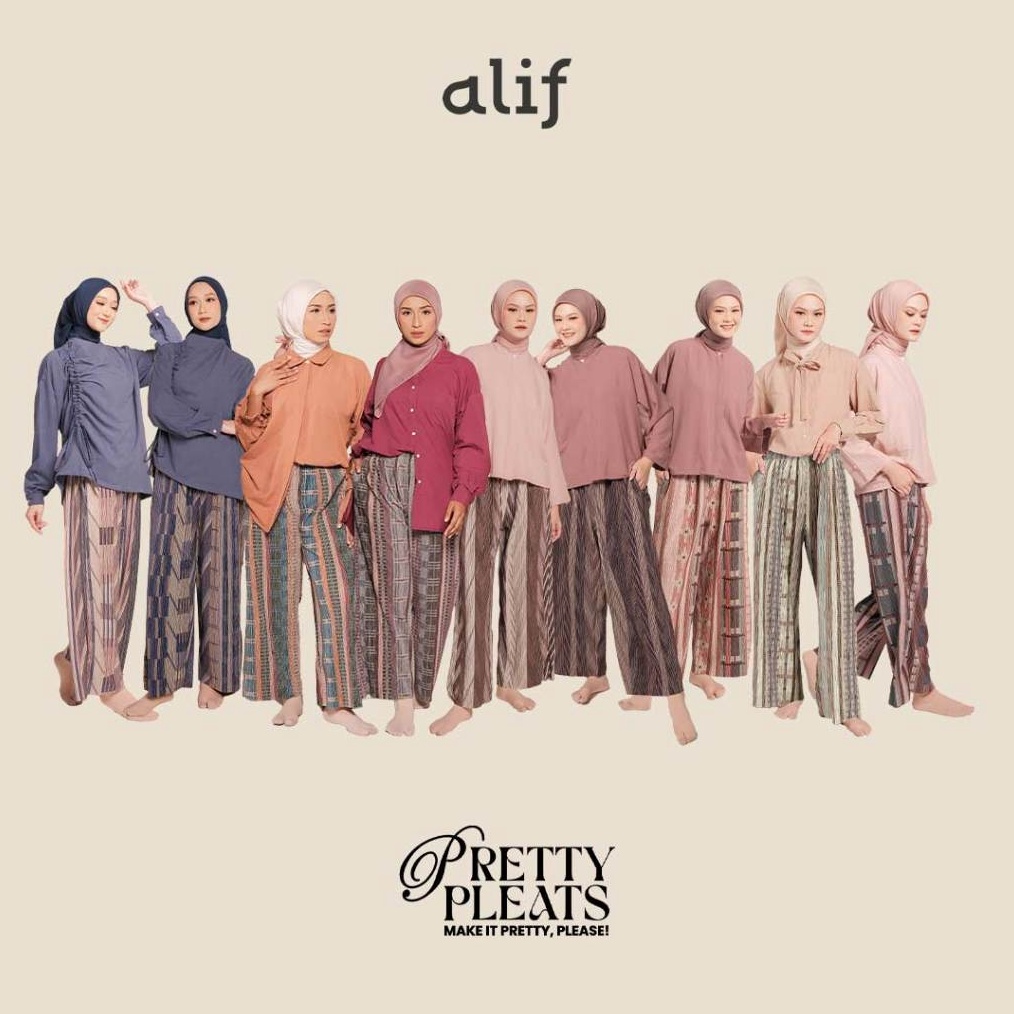 KODE W67E Alif Modern Wear  Pretty Pleats Celana Kulot Pleats PlisketMotif  Preppy Mix Stripe Collec