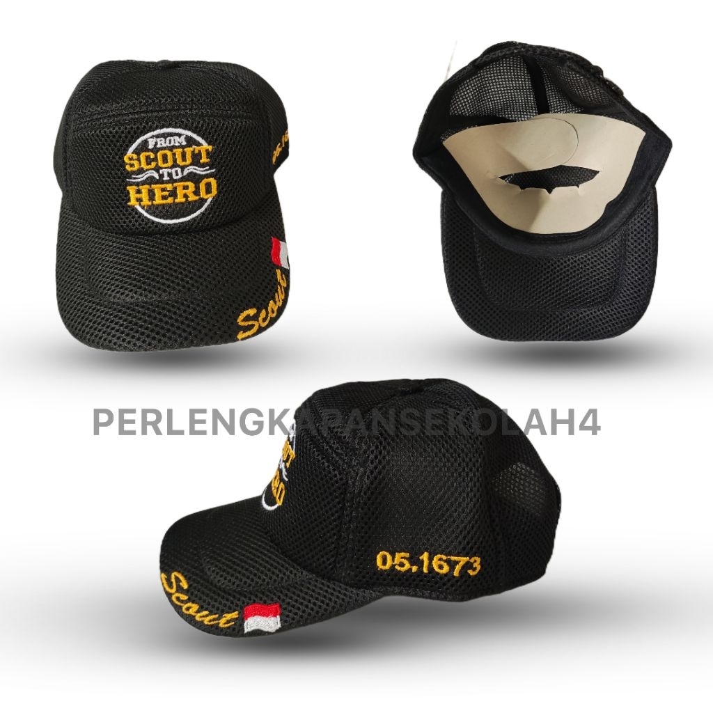 Topi scout double mesh full bordir