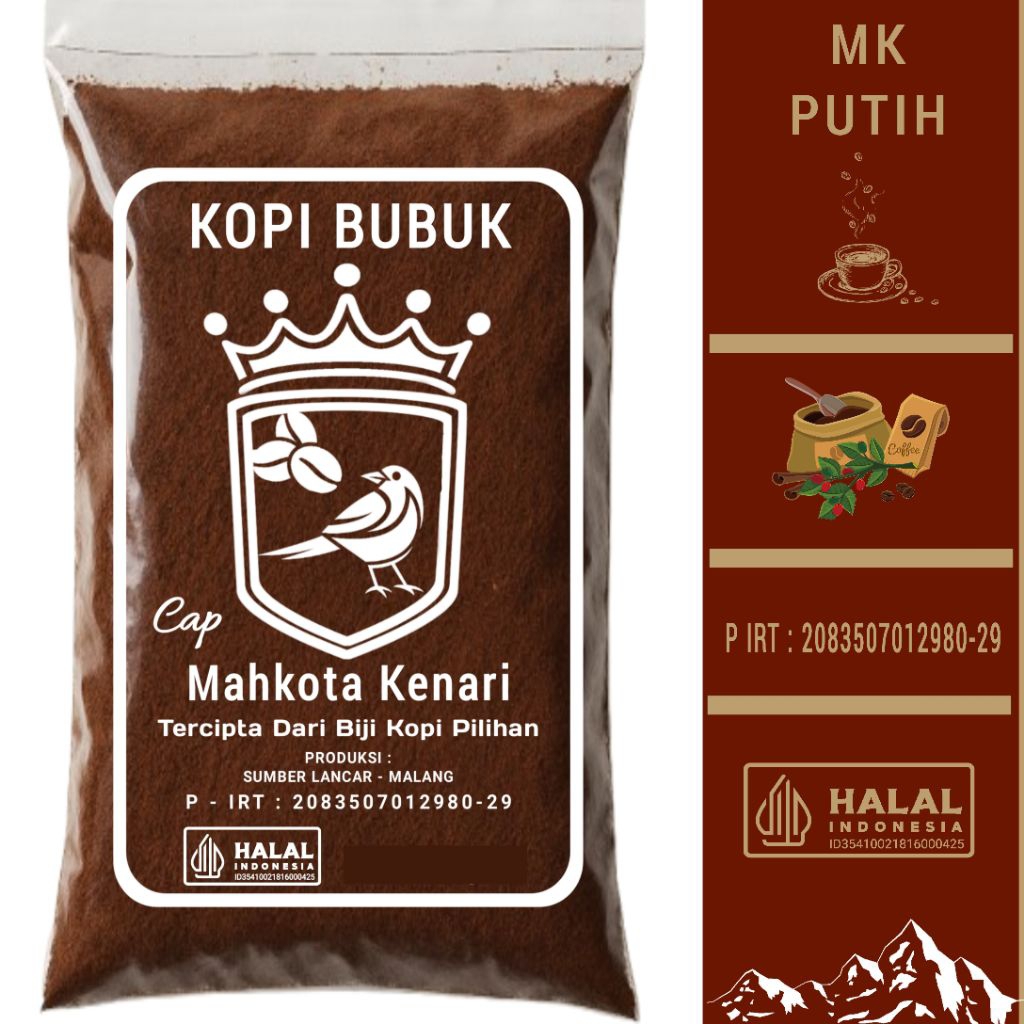 

Kopi Bubuk Mahkota Kenari Putih 200 gram