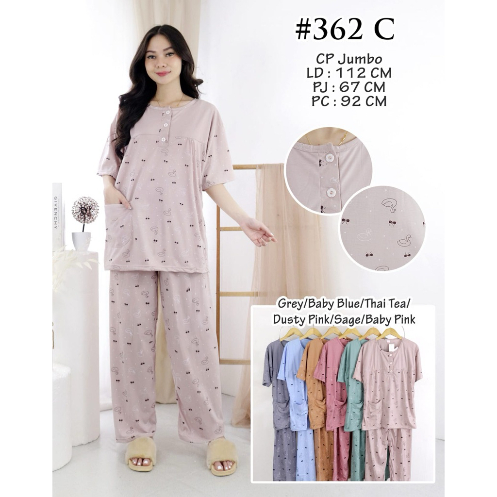 set atas bawah baju tidur jumbo katun premium