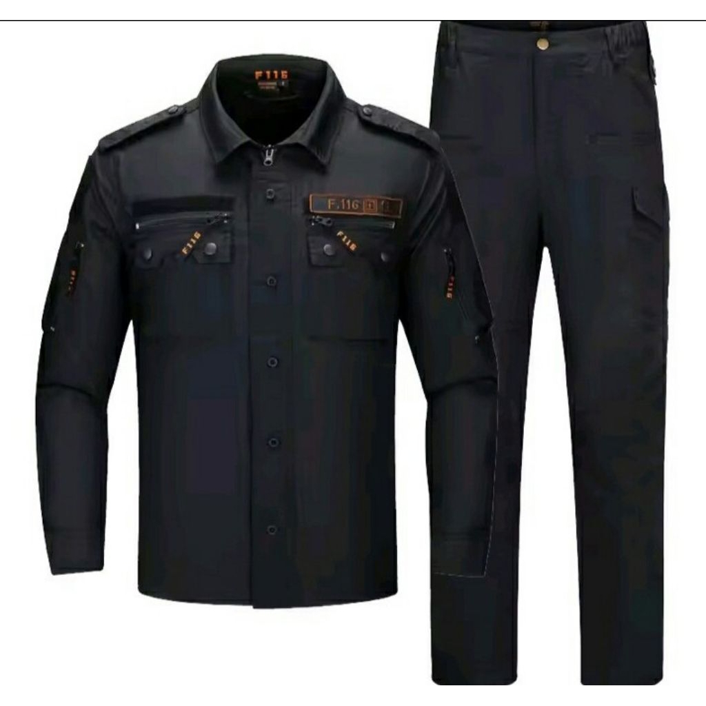 bdu set  black/baju setelan baju tactical baju dan celana black