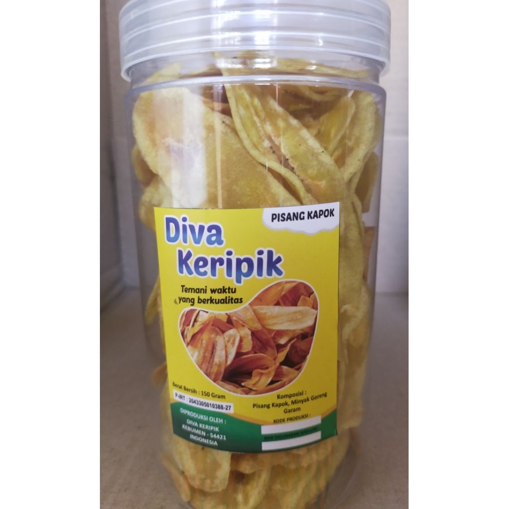 

keripik pisang kepok manis kemasan toples 1000ml