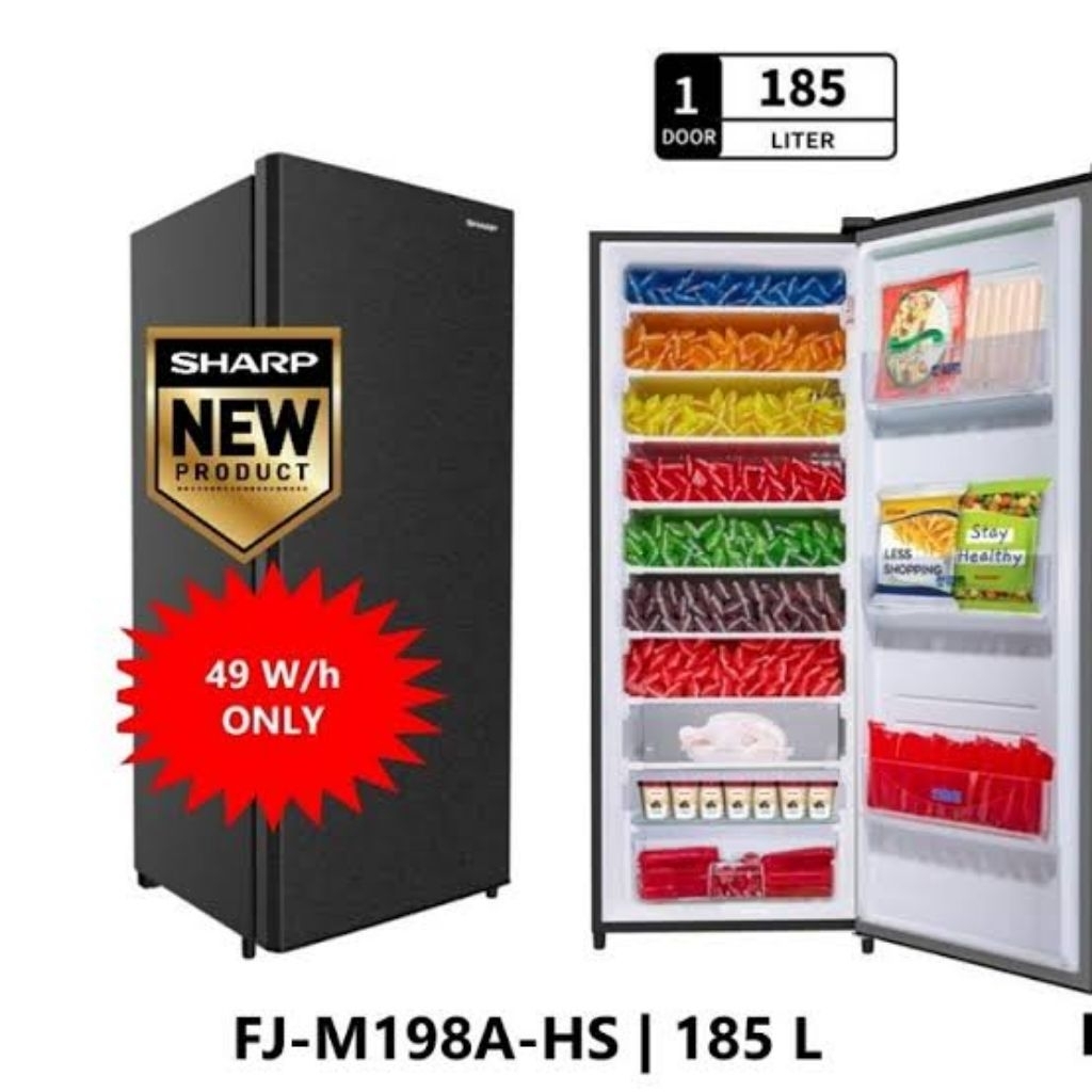 Freezer SHARP FJM 198A 8 Rak 185 Liter Kulkas Batu Es