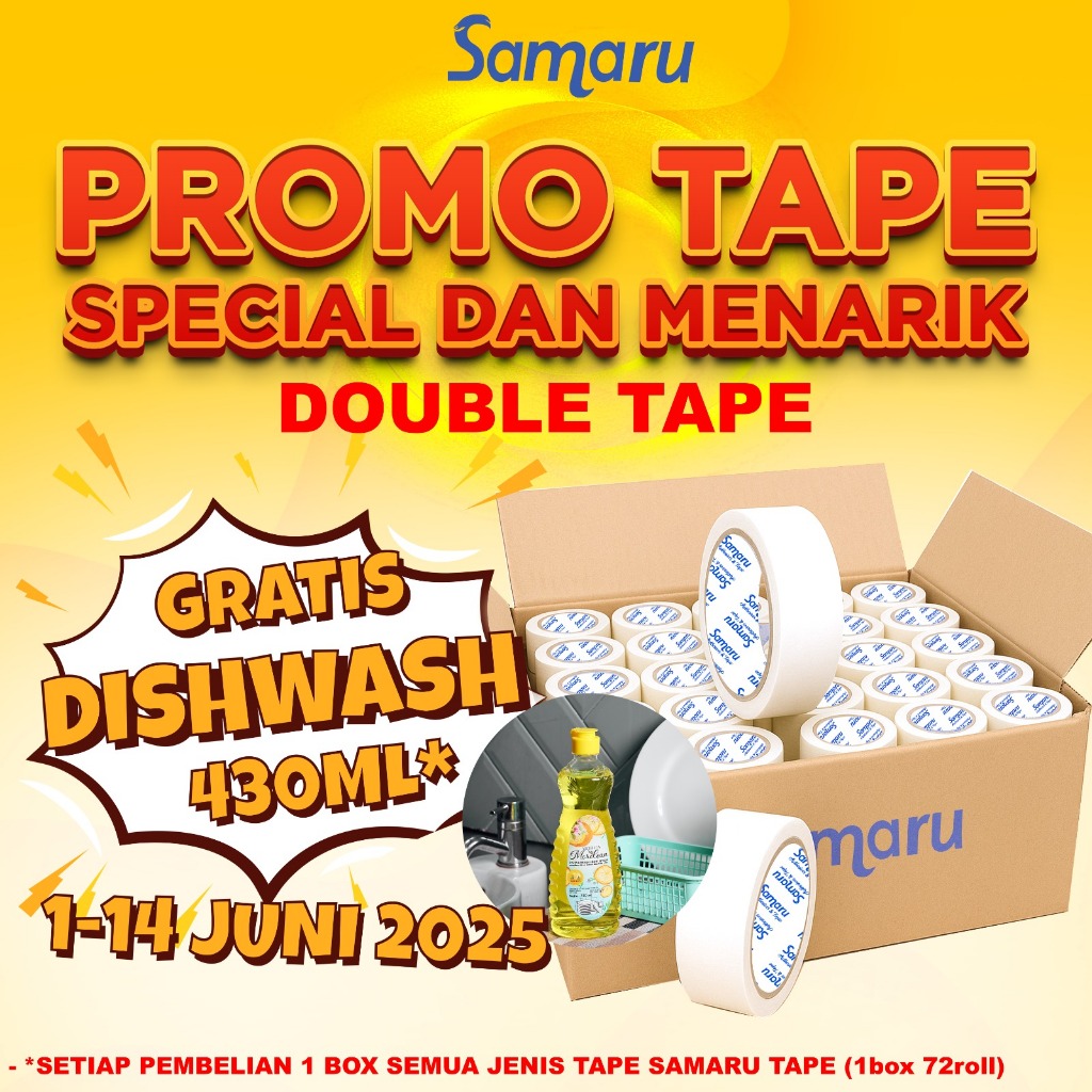 

SAMARU DOUBLE TAPE / LAKBAN DOUBLE SIDE TAPE / ISOLASI BOLAK BALIK / 24MM DAN 48MM