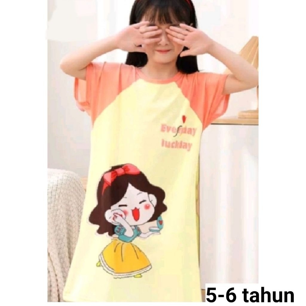 Dress daster harian anak perempuan 5 6 tahun karakter kartun princess