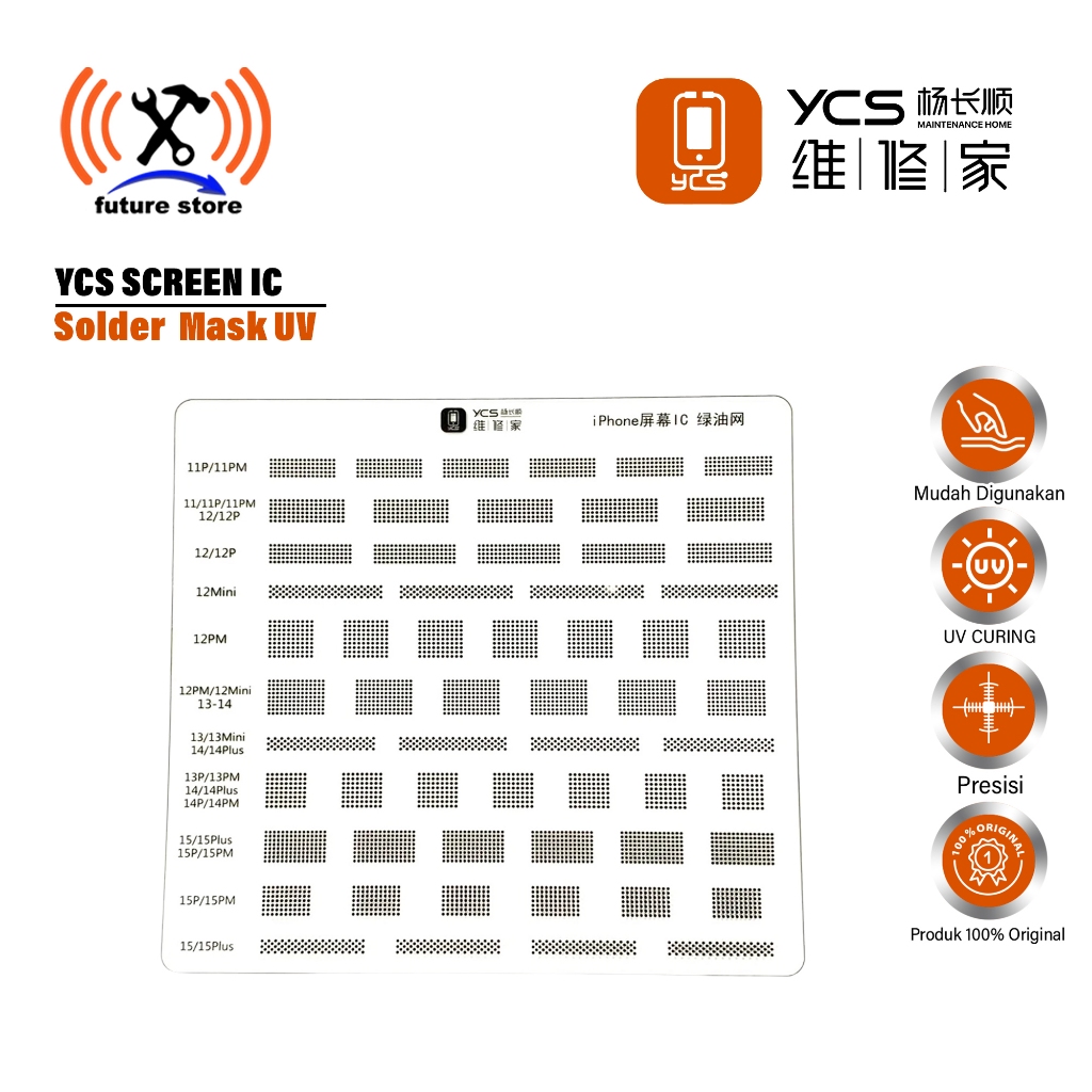 YCS Screen IC Solder Mask Stencil UV Original - Tools Bantuan Untuk Perbaikan CPU IP - Screen IC UV 