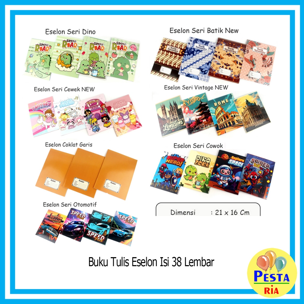 

Murah!! (10 BUKU) ISI 38LEMBAR Buku Tulis Eselon Uk 21x16cm, buku tulis sekolah, buku sekolah