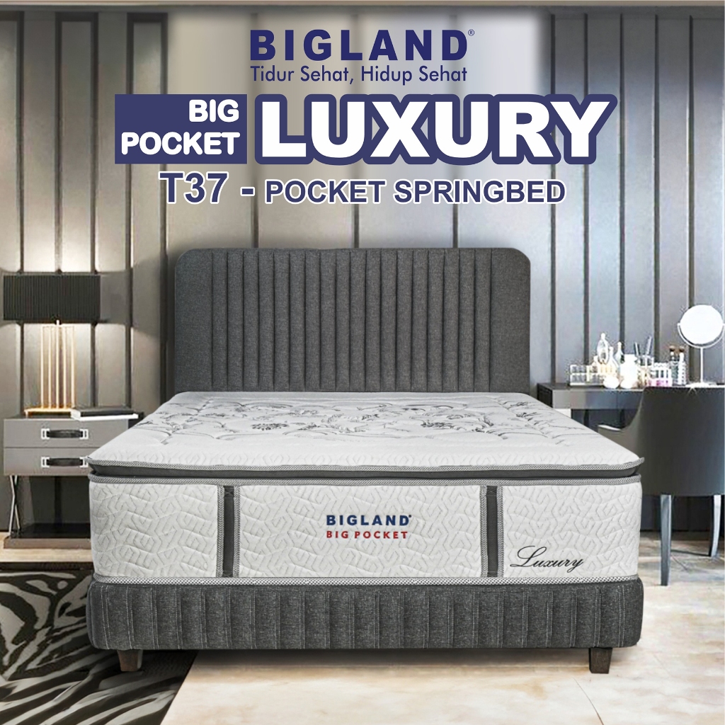 SPRINGBED BIGPOCKET PILLOW TOP LUXURY (T 37) By BIGLAND - Springbed Per Pocket - (Matrass Only / Set