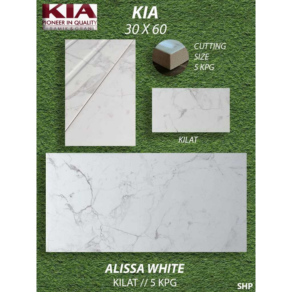 keramik kia alissa white 30x60 cutting medan