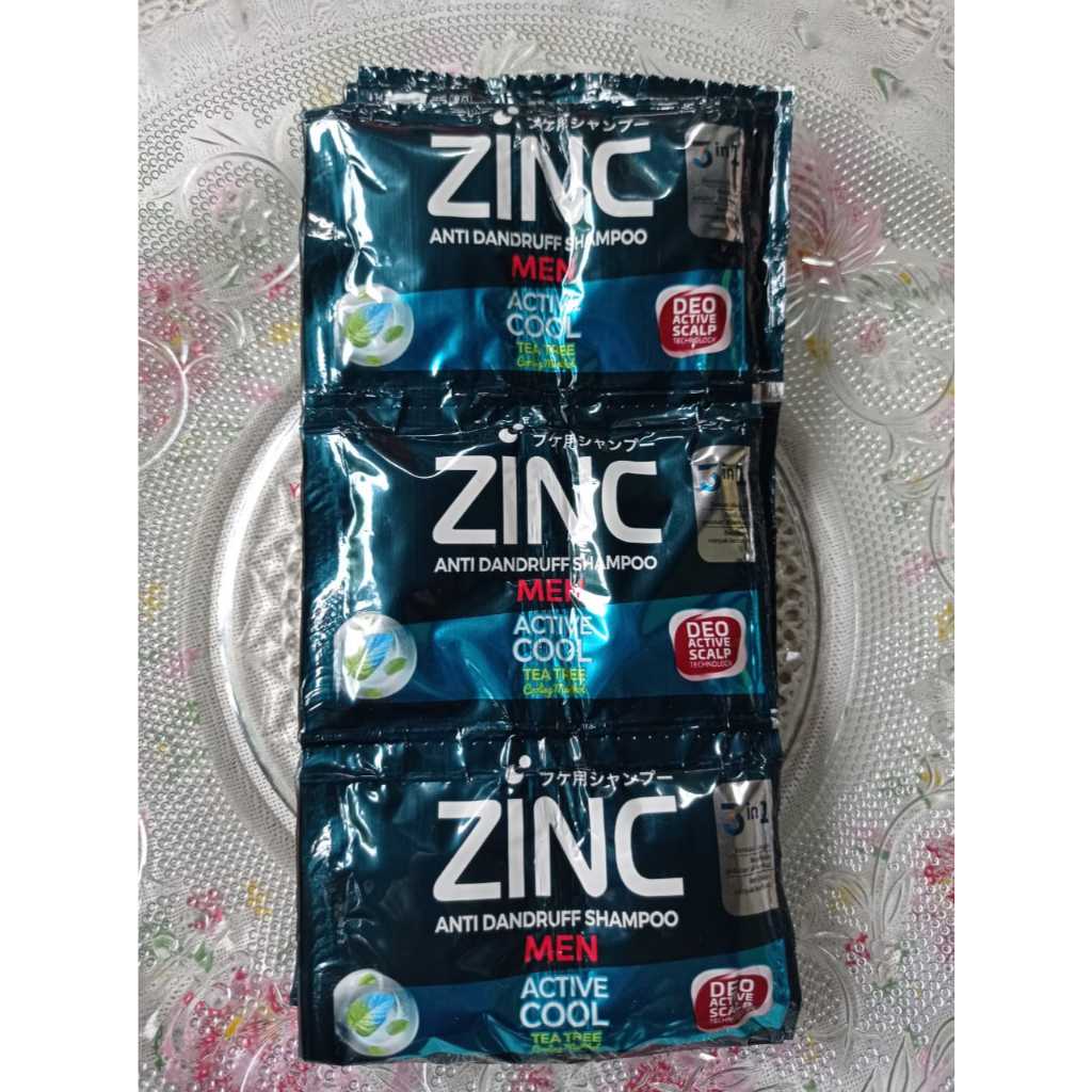 ZINC ANTI DANDRUFF SHAMPOO MEN ACTIVE COOL RENCENG 24 SACHET
