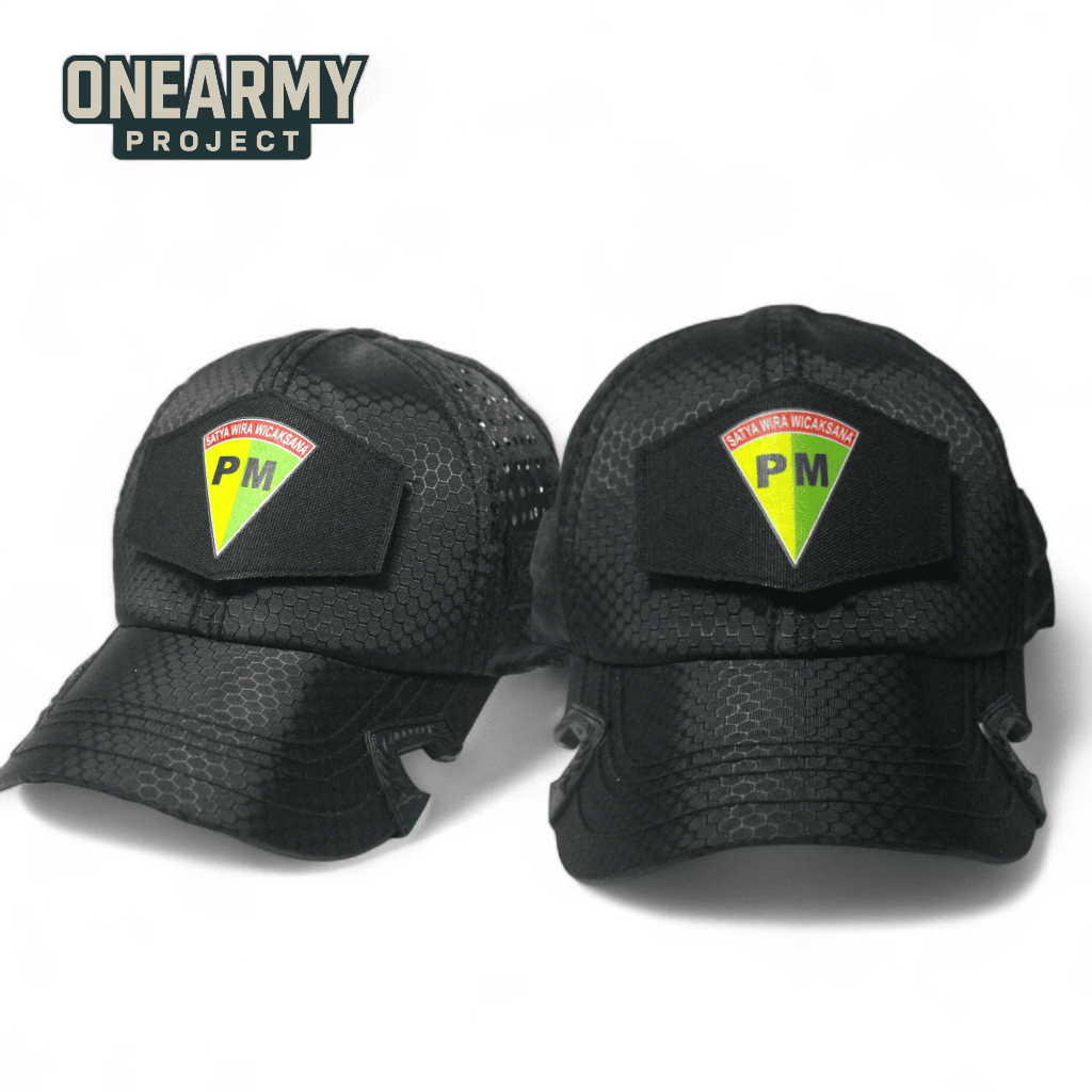 TOPI LOGO PM TACTICAL COAK BAHAN TAWON HITAM