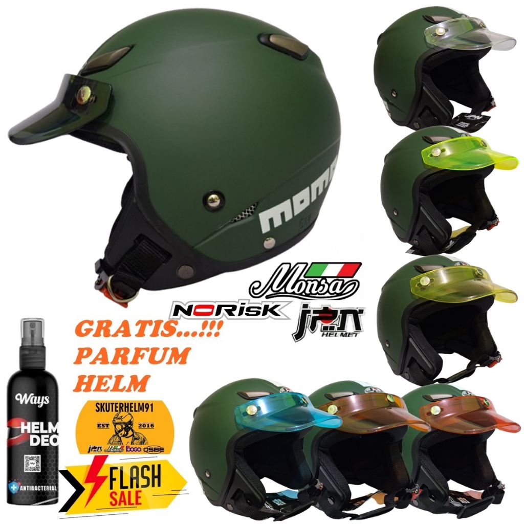 Helm Bogo Dewasa Retro Pilot Klasik JPN MOMO Kawai atau Monsa Vintage Topi Pet Pendek Norisk Origina