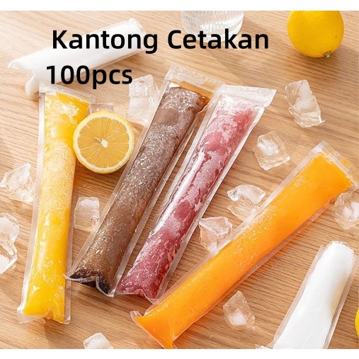 100 Pcs Plastik Es Lilin Klip Plastik Es Mambo Plastik Es Krim Pouch Panjang Plastik Klip