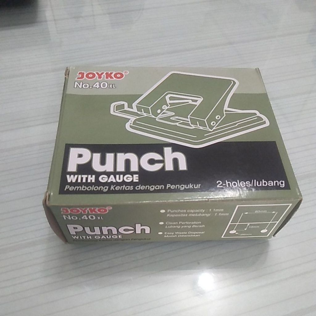 

JOYKO PEMBOLONG KERTAS DENGAN PENGUKUR PUNCH WITH GAUGE NO. 40 XL