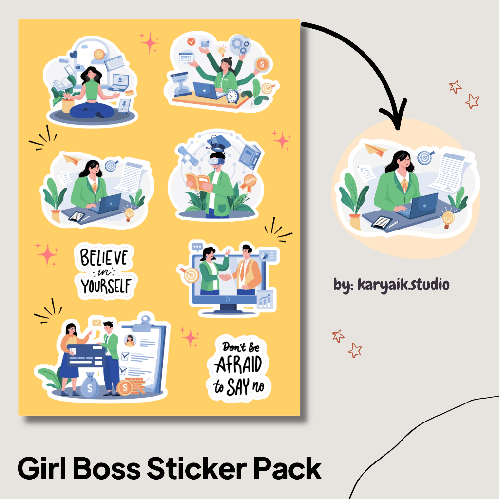 

Girl Boss Sticker Pack - Vinyl Aesthetic A6 | Stiker Planner, Laptop, Jurnal