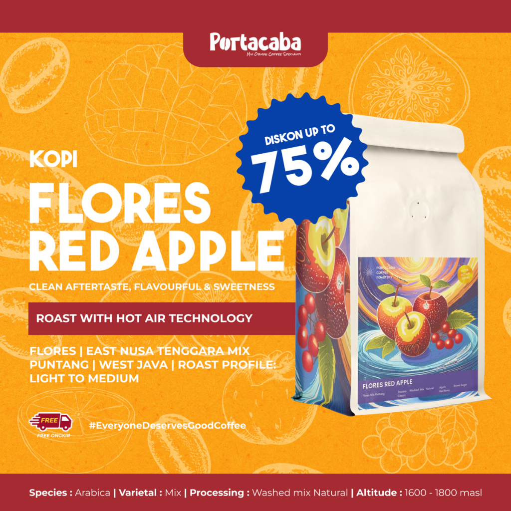 

Kopi Arabika Flores Red Apple Biji Kopi Arabika Florest Mix Puntang 200gr