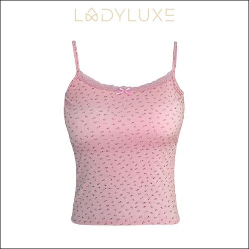 Ladyluxe - Br252 Tanktop | Bra Wanita Motif Bunga Renda Atasan Tali Singlet Floral Lace Pita Lucu