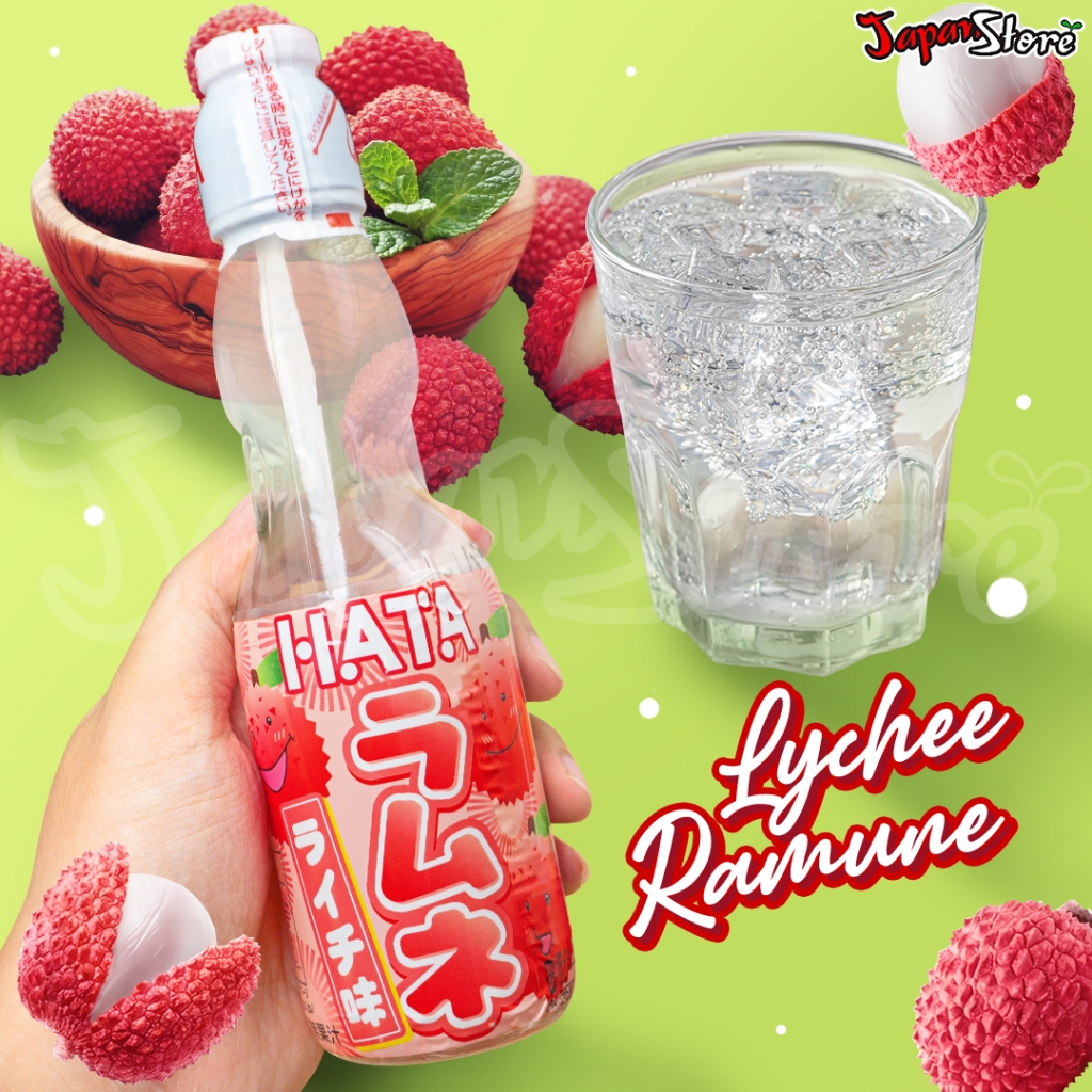 Hata Ramune Lychee 200 ml [Minuman Soda Jepang Tutup Kelereng]