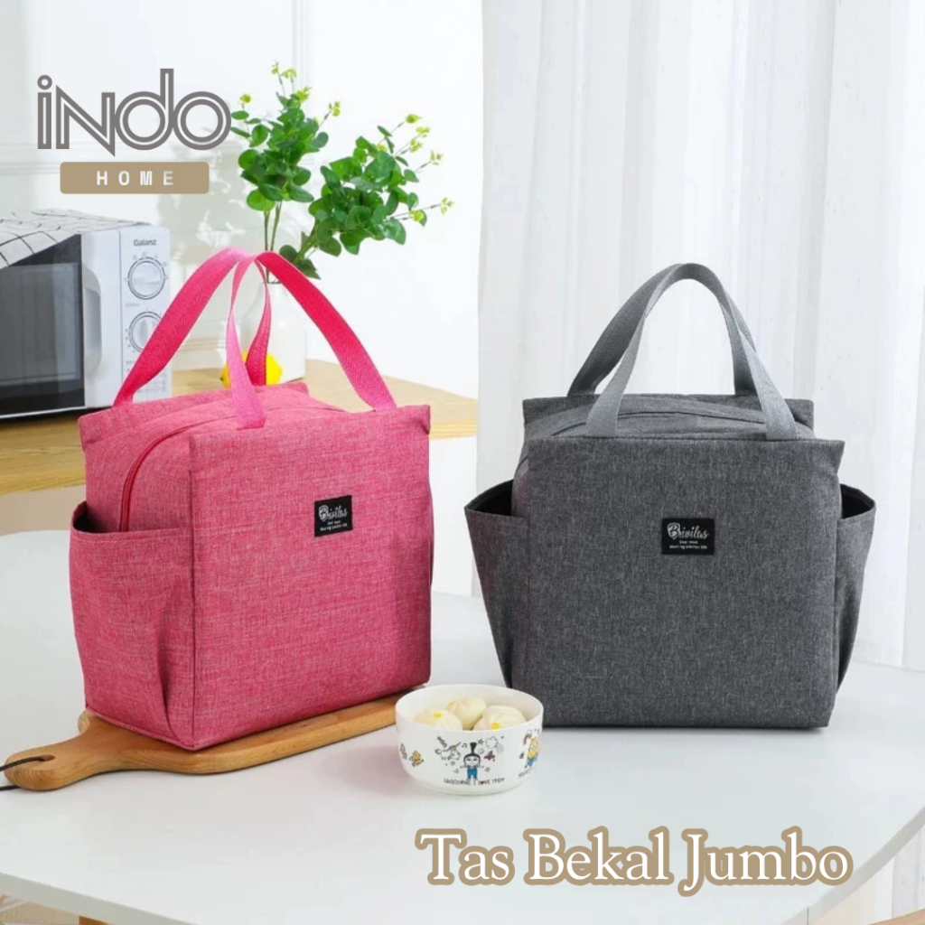 Indo Tas Bekal Jumbo | Lunch Bag Cooler Import | Tas Makanan Anak Besar  Tempat Penyimpanan Anti Air