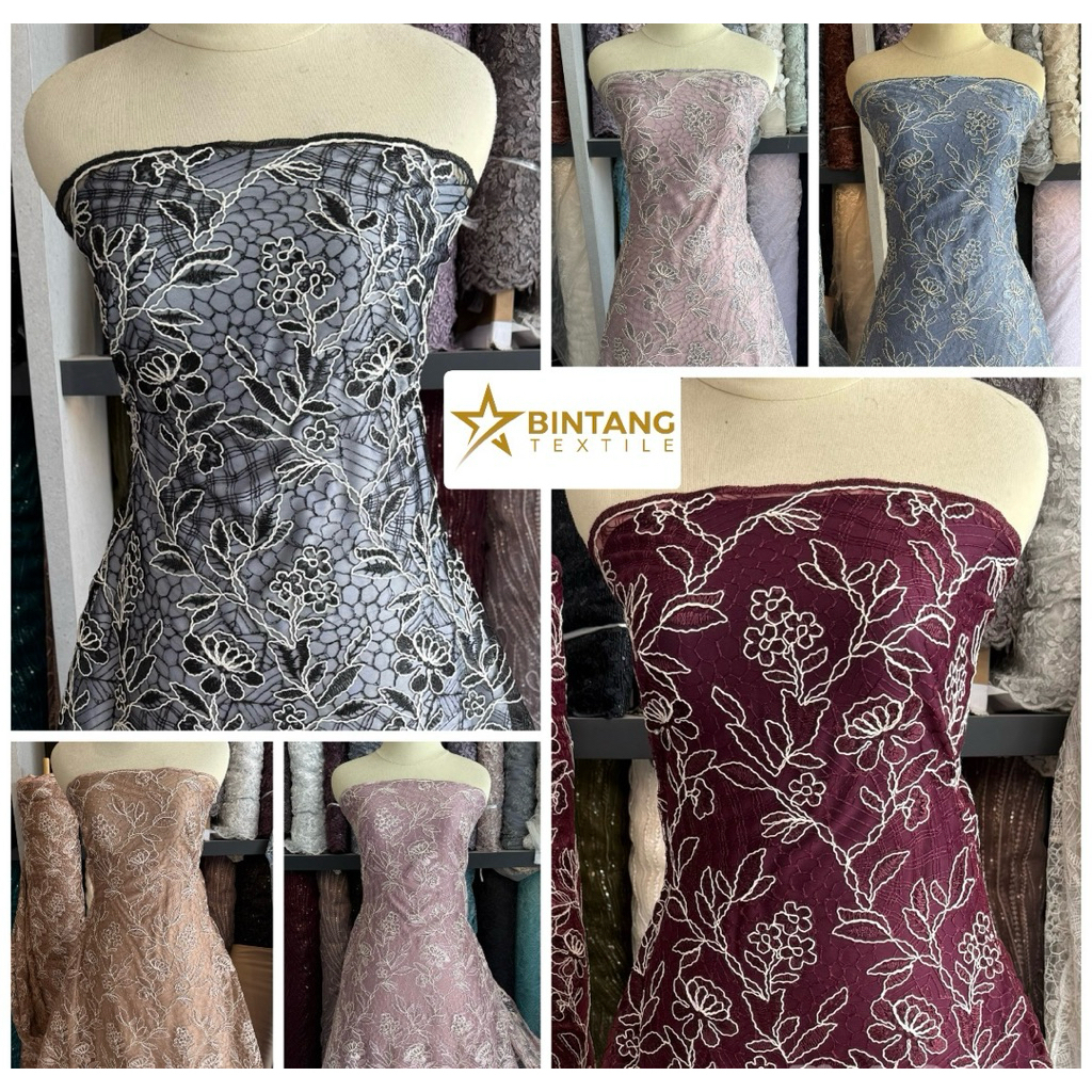 Kain tile brokat PRADA premium / bahan gamis kebaya tunik outer