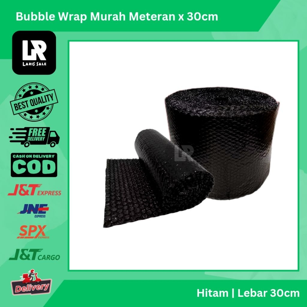 

Bubble Wrap Murah Meteran x30cm Per Meter Lebar 30cm Warna Hitam Putih Bening Packing Aman Bubblewrap