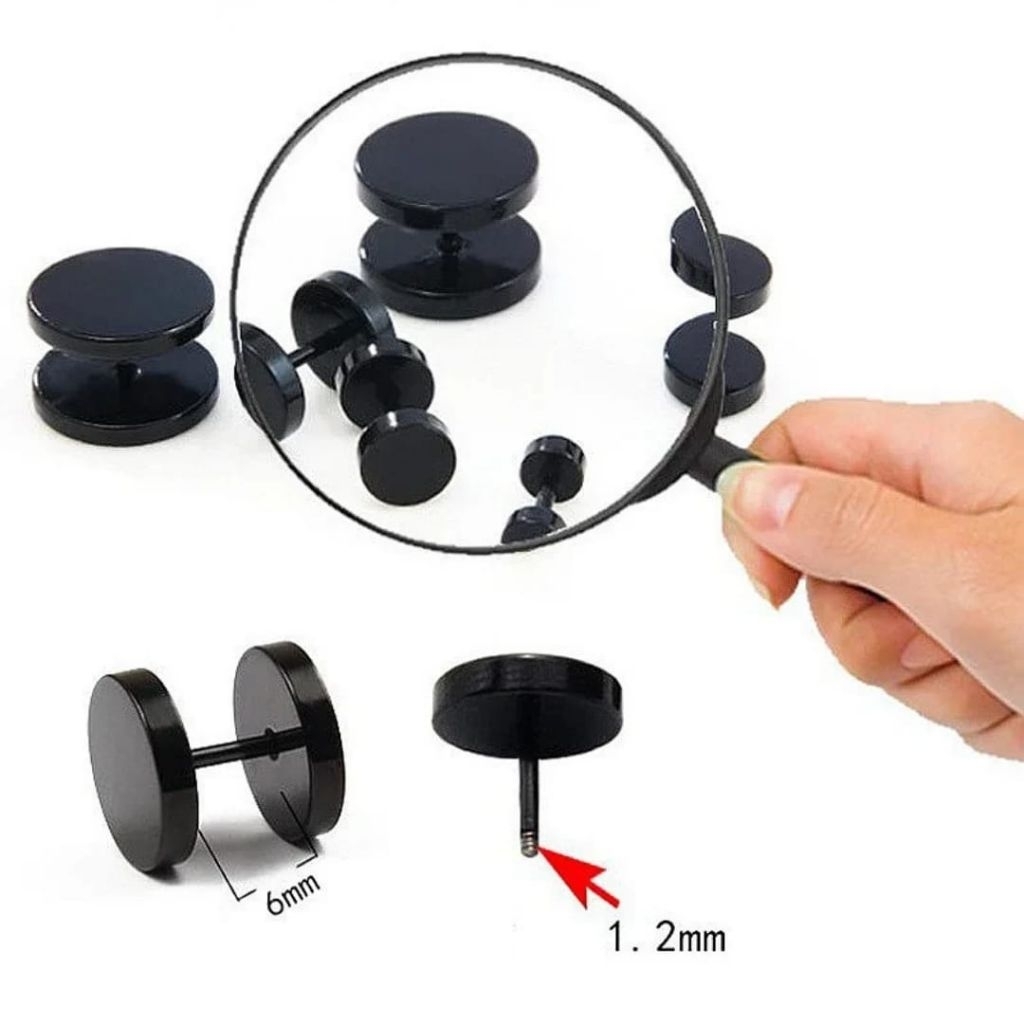 TINDIK TELINGA BARBEL RODA HITAM TITANIUM / ANTING TELINGA / PIERCING TELINGA / ANTING COWOK CEWEK /