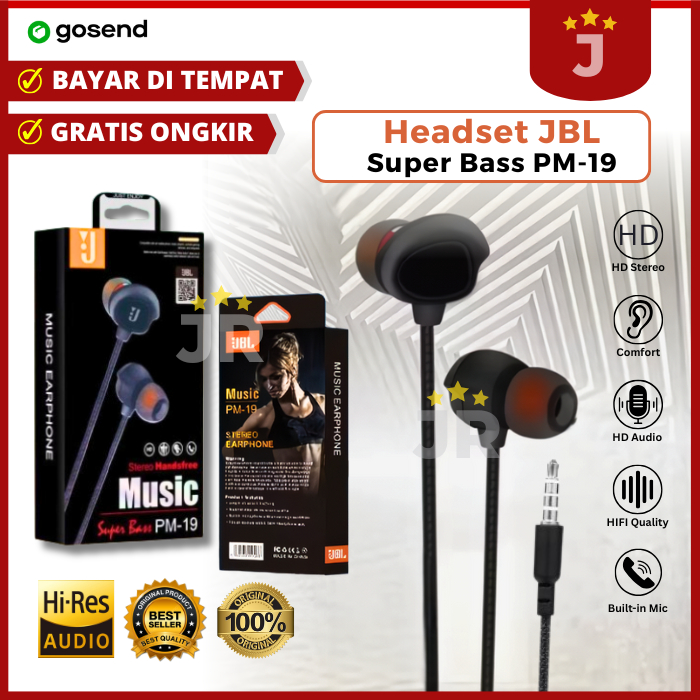 Headset / Earphone PM-19 Super Bass | Handsfree Stereo Kabel PM-19 Full Bass
