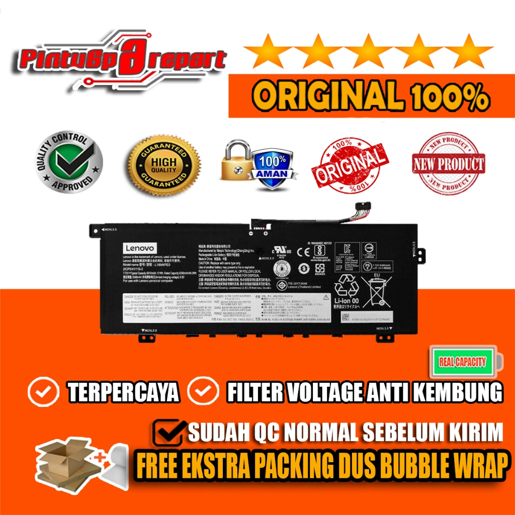 (Genuine L18M4PE0 L18L4PE0 L18C4PE0) ORI NEW Baterai Laptop Lenovo Yoga C740-14IML Original Baru Asl