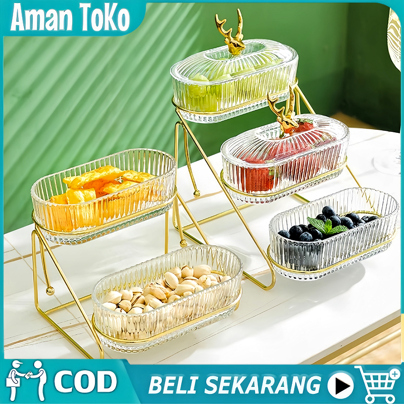 Tempat Buah Toples Tempat Buah Wadah Buah Estetik Toples Akrilik Set Toples Cemilan Toples Lebaran