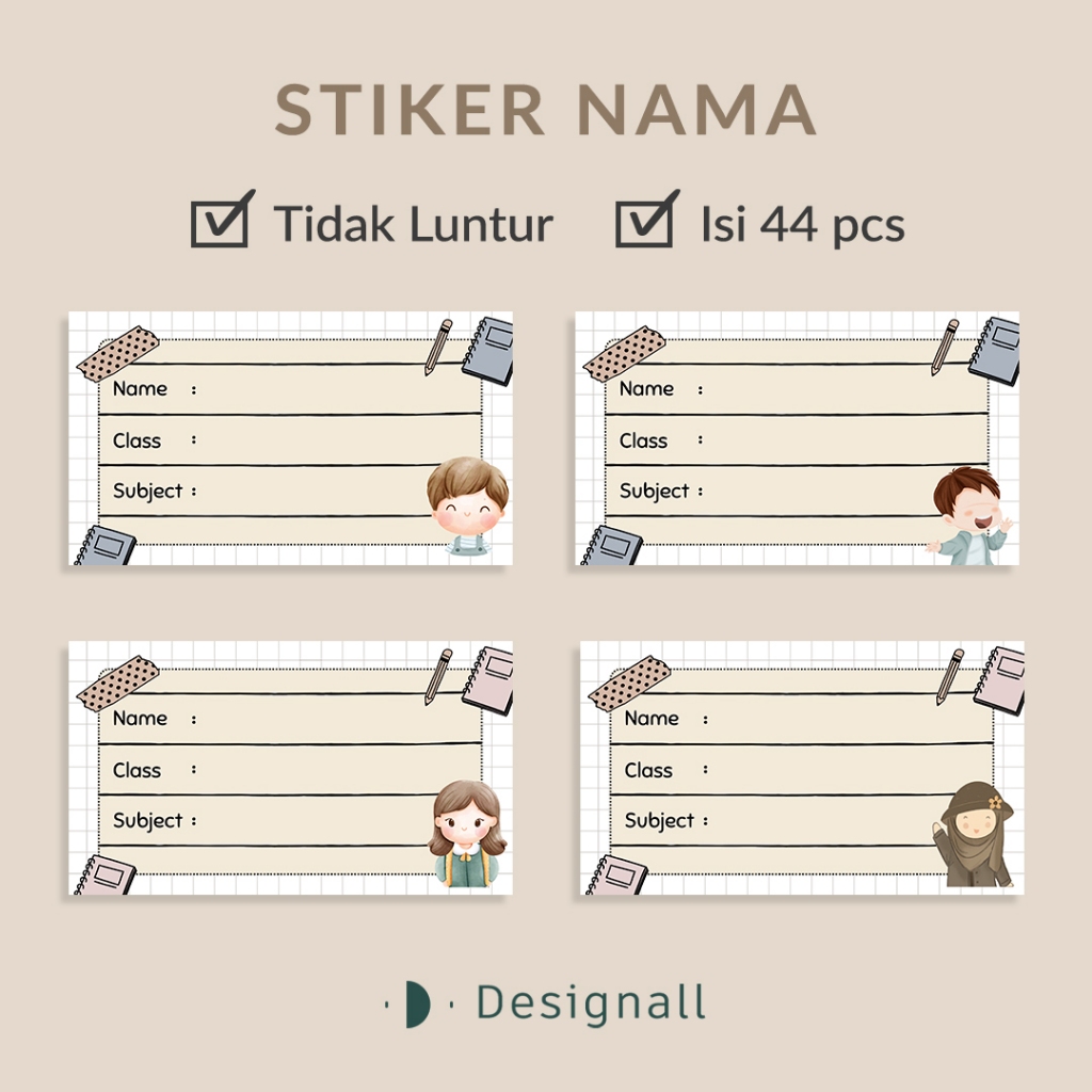 

Designall Stiker Nama Buku Alat Tulis Sekolah isi 44 pcs LJ