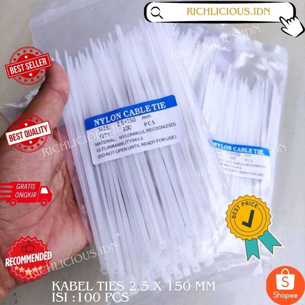 

Kabel Ties 2,5 × 150mm isi 100 pcs
