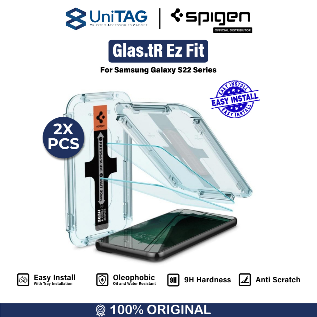 Tempered Glass Samsung Galaxy S22 Ultra Plus Spigen Glas tR EZ Fit Clear HD Anti Gores Protector by 