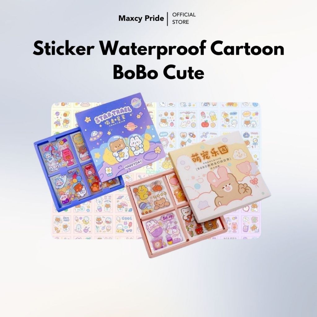 

Sticker waterproof anti air motif Cartoon Cute BOBO Space Bear 50/100 Pcs aesthetic Sticker 100pcs Per 1 Box