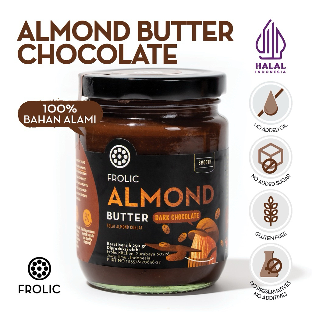 

FROLIC Almond Butter Dark Chocolate - Selai Almond Coklat Hitam