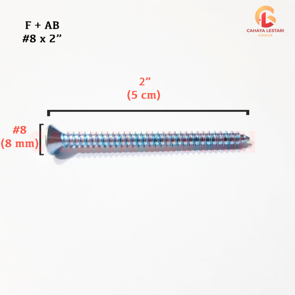 #8 x 2” Tapping Screws / Sekrup Kayu MOON LION FAB (isi 100 pcs)