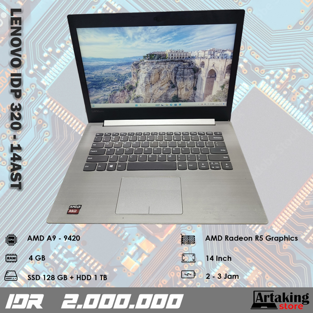 Lenovo Ideapad 320 - 14AST - AMD A9 - Rm 4 GB - Sudah SSD